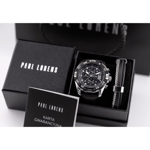 Paul Lorens KOMPLET PREZENTOWY MĘSKI PAUL LORENS - Zegarek + Bransoletka (zg375e)