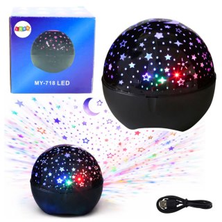 Projektor Gwiazd Lampka Nocna Głośnik 2w1 Czarny