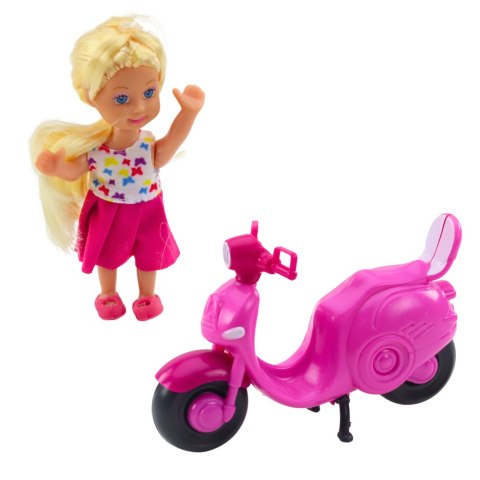 Zestaw Mini Laleczka Lalka Skuter Kask Różowy