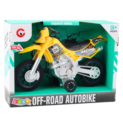 Motor Crossowy Off-Road Napęd Światła Dźwięki Żółty