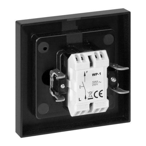 Łącznik jednobiegunowy p/t z podświeleniem Malta, 10A, 250V, WP-1M/S, czarny mat