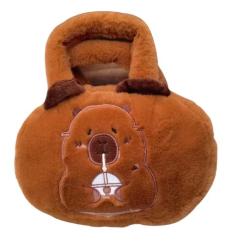 Torba Pluszowa Z Kapibarą Z Kubkiem Brązowy 20cm