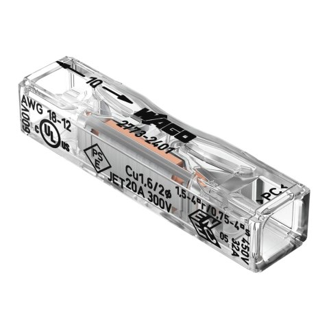 Złączka Wago 1-torowa przelotowa, do przewodów sztywnych, 2773-2401, od 0,2-4mm?, 10 szt