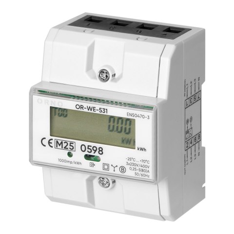 3-fazowy licznik energii elektrycznej, 80A, MID, 4,3 moduły, DIN TH-35mm