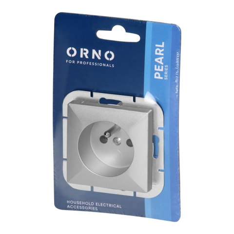 Gniazdo pojedyncze p/t 2P+Z Pearl, 16A, 250V, PT-16P, srebrny