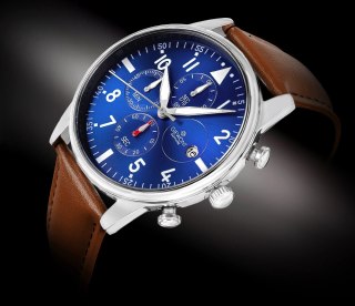 Giewont Zegarek Męski Giewont Chronograph Sapphire Brązowo Niebieski GW5630-A6