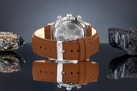 Giewont Zegarek Męski Giewont Chronograph Sapphire Brązowo Niebieski GW5630-A6