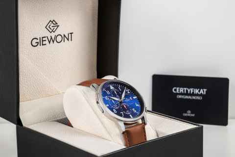 Giewont Zegarek Męski Giewont Chronograph Sapphire Brązowo Niebieski GW5630-A6