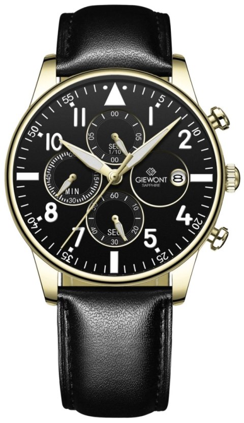 Giewont Zegarek Męski Giewont Chronograph Sapphire Czarno Złoty GW5630-A4