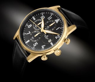 Giewont Zegarek Męski Giewont Chronograph Sapphire Czarno Złoty GW5630-A4