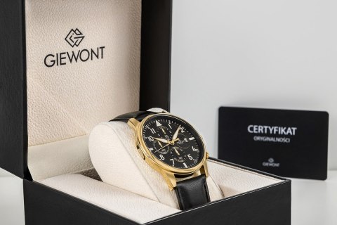 Giewont Zegarek Męski Giewont Chronograph Sapphire Czarno Złoty GW5630-A4