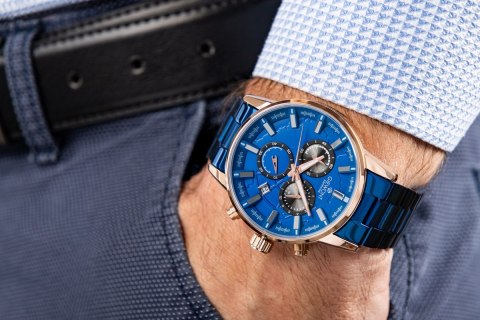 Giewont Zegarek Męski Giewont Chronograph Sapphire Niebieski GW4580-B5