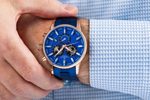 Giewont Zegarek Męski Giewont Chronograph Sapphire Niebieski GW4580-B5