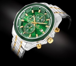 Giewont Zegarek Męski Giewont Chronograph Sapphire Srebrno Zielony GW7290-B7