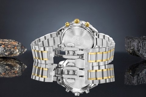 Giewont Zegarek Męski Giewont Chronograph Sapphire Srebrno Zielony GW7290-B7