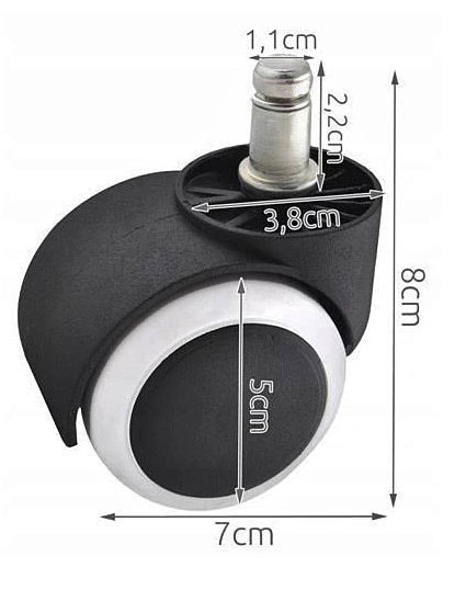 Lugano Koła do fotela Kauczukowe STANDARD 5 sztuk