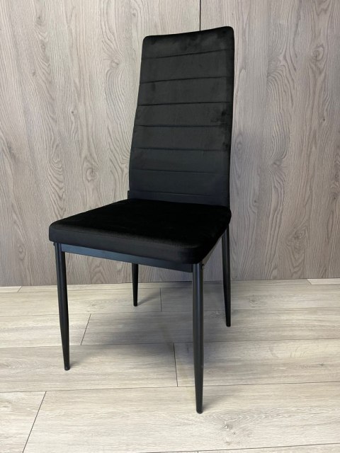 Lugano Krzesła tapicerowane zestaw 4 VALVA LINE VELVET BLACK