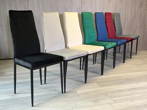Lugano Krzesła tapicerowane zestaw 4 VALVA LINE VELVET BLACK