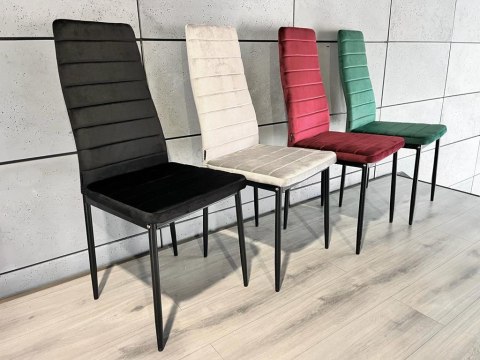 Lugano Krzesła tapicerowane zestaw 4 VALVA LINE VELVET BLACK