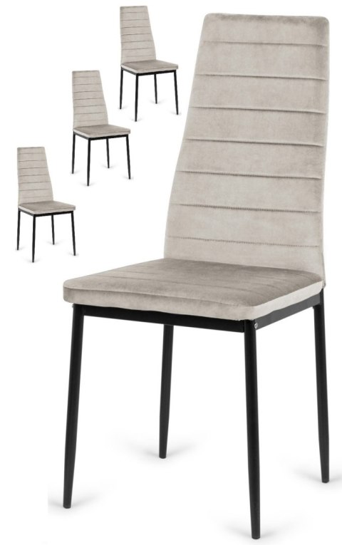 Lugano Krzesła tapicerowane zestaw 4 VALVA LINE VELVET GREY