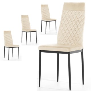 Lugano Krzesło tapicerowane zestaw 4x VALVA CARO VELVET BEIGE
