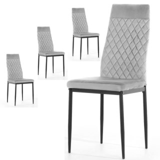 Lugano Krzesło tapicerowane zestaw 4x VALVA CARO VELVET GREY
