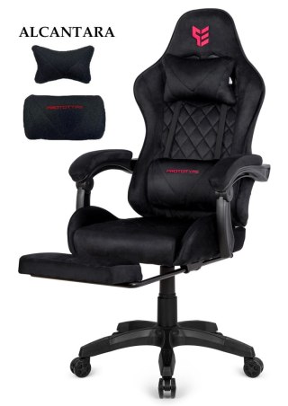 Prototype Fotel obrotowy gamingowy XL POKER PRO BLACK ALCANTARA