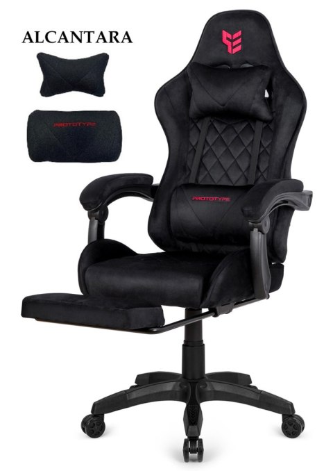 Prototype Fotel obrotowy gamingowy XL POKER PRO BLACK ALCANTARA