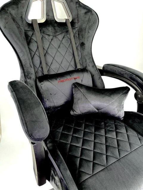 Prototype Fotel obrotowy gamingowy XL POKER PRO BLACK ALCANTARA