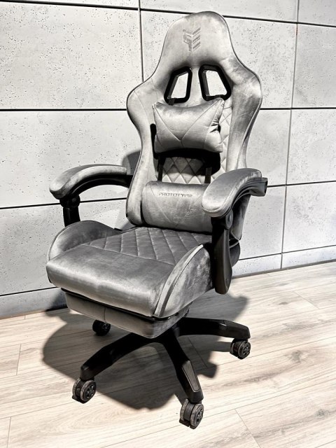 Prototype Fotel obrotowy gamingowy XL POKER PRO GREY ALCANTARA