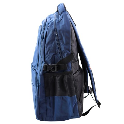 Plecak Miejski Funkcjonalny 9 Kieszeni Granatowy 35L 48cm