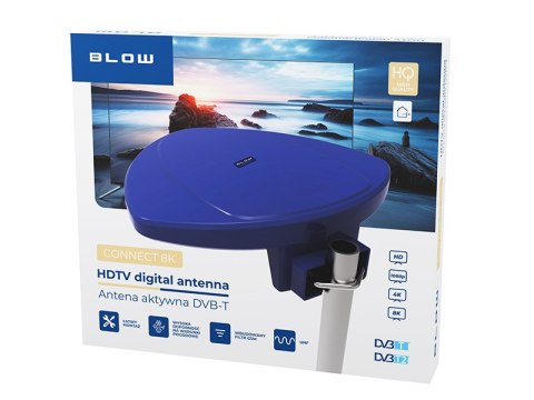 21-055# Antena dvb-t connect 8k aktywna zewnętrzna niebieska