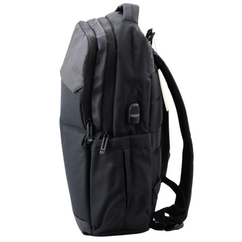 Plecak Miejski Biznesowy USB Kieszeń na Laptopa Czarny 16L 45cm