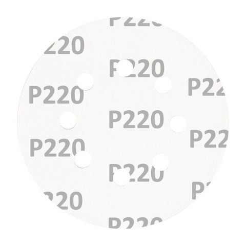 Krążki ścierne na rzep 125 mm, P220, 5 szt., z 8 otworami