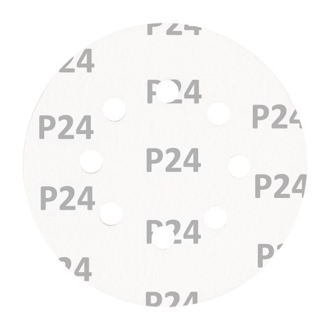 Krążki ścierne na rzep 125 mm, P24, 5 szt., z 8 otworami