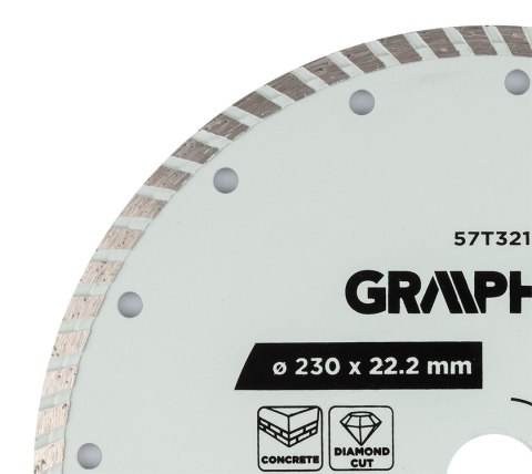 Tarcza diamentowa do cięcia turbo, 230 x 22.22 mm, na sucho i mokro