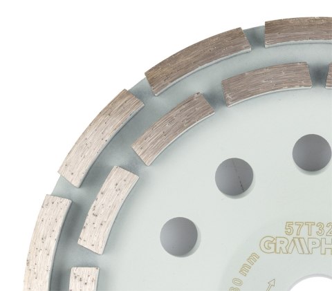 Tarcza diamentowa szlifierska, 2 segmenty, 180 x 22.2 mm, na sucho