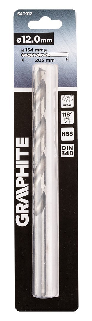 Wiertło do metalu HSS, DIN 340, przedłużane, 12 mm