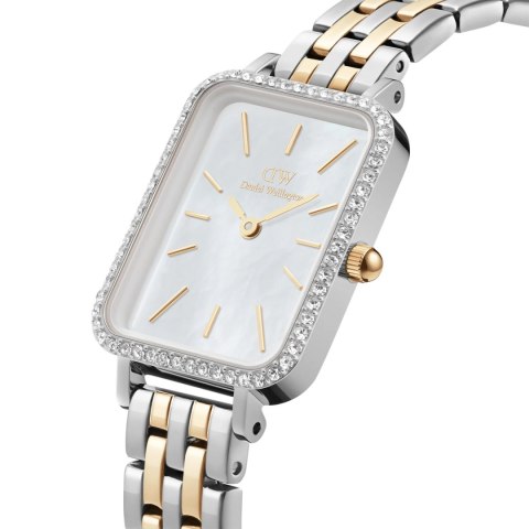 Daniel Wellington ZEGAREK DAMSKI DANIEL WELLINGTON Quadro Lumine Bezel 5-Link Two-Tone DW00100671 + BOX (zw519g)