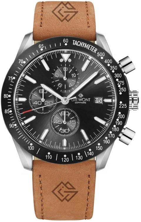 Giewont Zegarek Męski Giewont Chronograph Sapphire Brązowo Czarny GW8720-A1