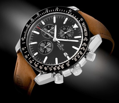 Giewont Zegarek Męski Giewont Chronograph Sapphire Brązowo Czarny GW8720-A1
