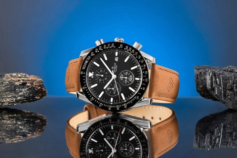 Giewont Zegarek Męski Giewont Chronograph Sapphire Brązowo Czarny GW8720-A1