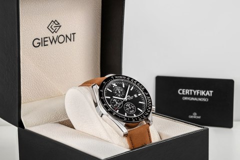 Giewont Zegarek Męski Giewont Chronograph Sapphire Brązowo Czarny GW8720-A1