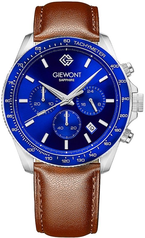 Giewont Zegarek Męski Giewont Chronograph Sapphire Brązowo Niebieski GW3520-A5