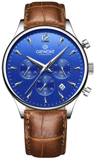 Giewont Zegarek Męski Giewont Chronograph Sapphire Brązowo Niebieski GW6310-A5
