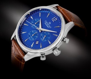 Giewont Zegarek Męski Giewont Chronograph Sapphire Brązowo Niebieski GW6310-A5