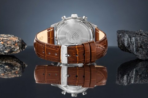 Giewont Zegarek Męski Giewont Chronograph Sapphire Brązowo Niebieski GW6310-A5