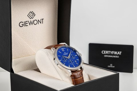 Giewont Zegarek Męski Giewont Chronograph Sapphire Brązowo Niebieski GW6310-A5