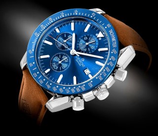 Giewont Zegarek Męski Giewont Chronograph Sapphire Brązowo Niebieski GW8720-A2