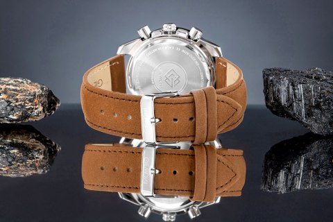 Giewont Zegarek Męski Giewont Chronograph Sapphire Brązowo Niebieski GW8720-A2
